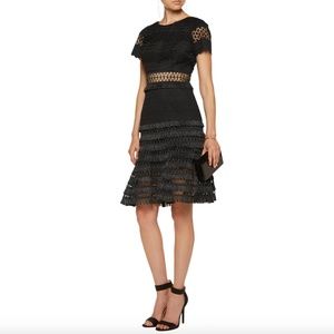 Jonathan Simkhai Lace Trimmed Woven Dress in Black
